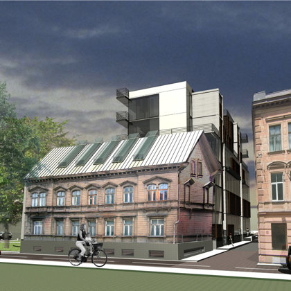 BIROJU UN DAUDZDZĪVOKĻU DZĪVOJAMĀ ĒKA. Rīga, Kalnciema iela 9 / Skiču projekts 2004.g.