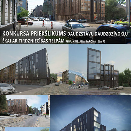 Residential and office building proposal. Riga, Kr.Barona street 72 / Competition 2014