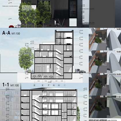 Residential and office building proposal. Riga, Kr.Barona street 72 / Competition 2014