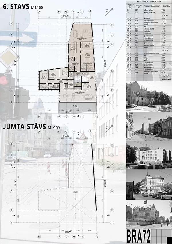 DAUDZSTĀVU DAUDZDZĪVOKĻU DZĪVOJAMĀ ĒKA Kr.Barona iela 72, Rīga / Konkurss (2.vieta) / 2014