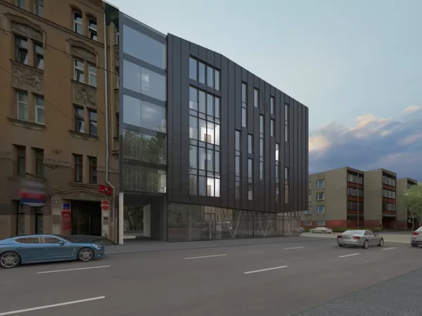 DAUDZSTĀVU DAUDZDZĪVOKĻU DZĪVOJAMĀ ĒKA Kr.Barona iela 72, Rīga / Konkurss (2.vieta) / 2014