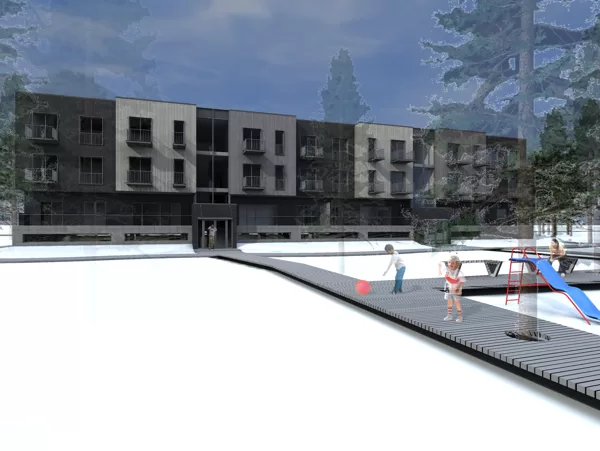 MAZSTĀVU DAUDZDZĪVOKĻU DZĪVOJAMĀ ĒKA Rīga, Vecāķu prospekts / Skiču projekts 2010.g.