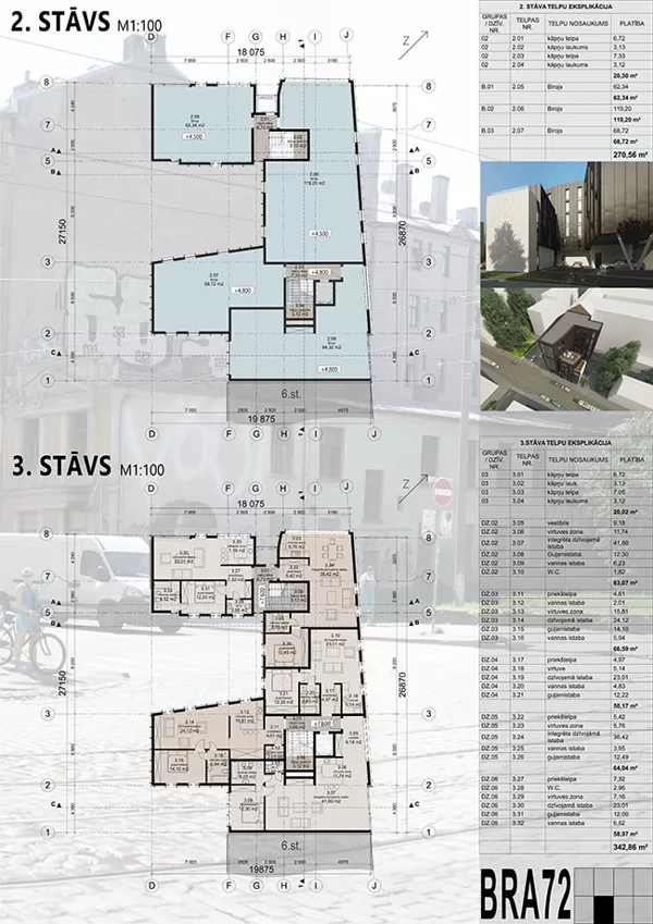 Residential and office building proposal. Riga, Kr.Barona street 72 / Competition 2014