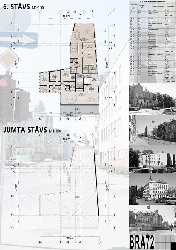 Residential and office building proposal. Riga, Kr.Barona street 72 / Competition 2014