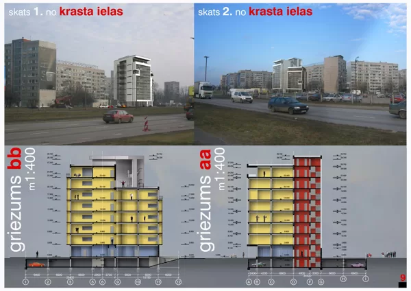 COMPETITION. RESIDENTIAL BUILDING / DIVIDED 1ST PLACE Riga, Krasta street / 2005/01