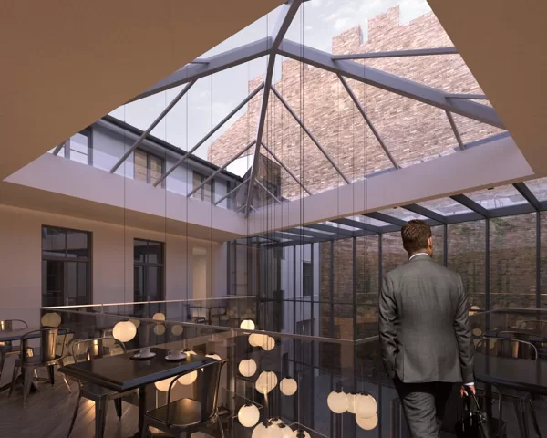 BIROJU ĒKAS PĀRBŪVE PAR VIESNĪCU / Rīga, Dzirnavu iela 59 / Projekts 2019-2020