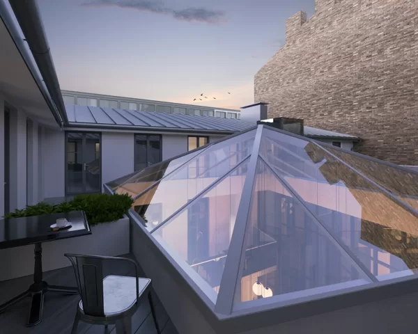 BIROJU ĒKAS PĀRBŪVE PAR VIESNĪCU / Rīga, Dzirnavu iela 59 / Projekts 2019-2020